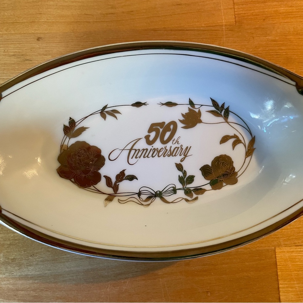 50th Anniversary Norcrest Vintage Antique Collectible Kitsch Candy Dish